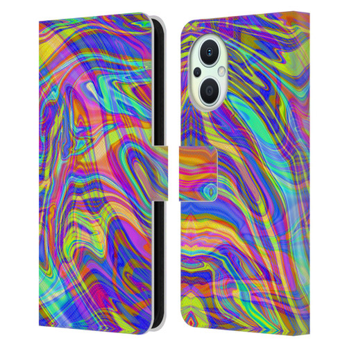 Suzan Lind Marble Illusion Rainbow Leather Book Wallet Case Cover For OPPO Reno8 Lite