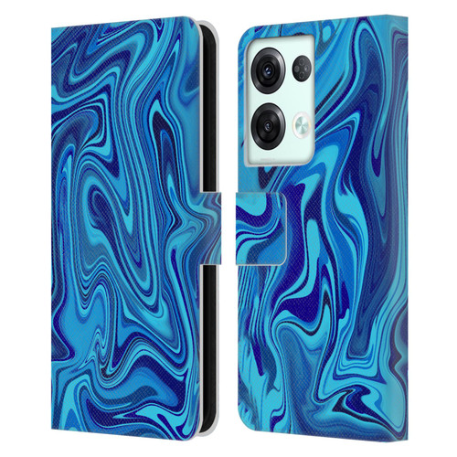 Suzan Lind Marble Blue Leather Book Wallet Case Cover For OPPO Reno8 Pro