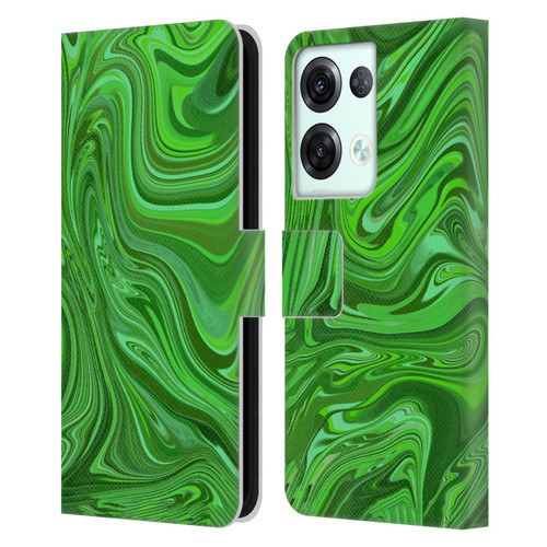 Suzan Lind Marble Emerald Green Leather Book Wallet Case Cover For OPPO Reno8 Pro
