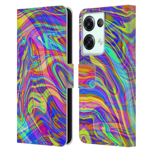 Suzan Lind Marble Illusion Rainbow Leather Book Wallet Case Cover For OPPO Reno8 Pro
