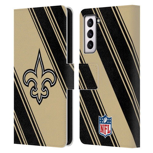 NFL New Orleans Saints Artwork Stripes Leather Book Wallet Case Cover For Samsung Galaxy S21 5G