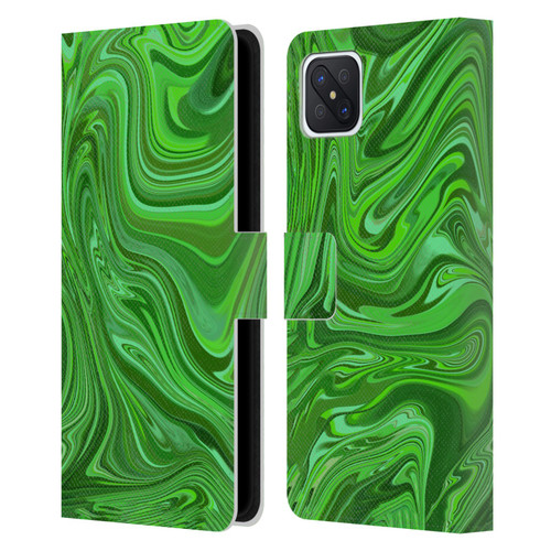 Suzan Lind Marble Emerald Green Leather Book Wallet Case Cover For OPPO Reno4 Z 5G