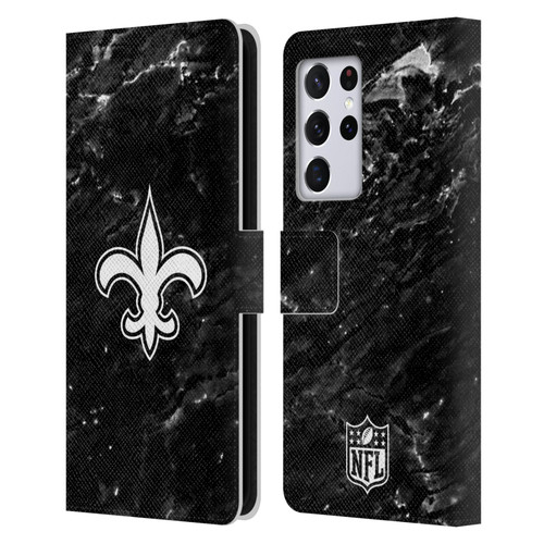 NFL New Orleans Saints Artwork Marble Leather Book Wallet Case Cover For Samsung Galaxy S21 Ultra 5G