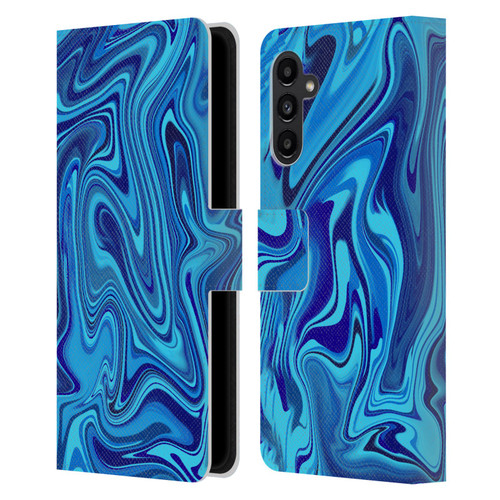Suzan Lind Marble Blue Leather Book Wallet Case Cover For Samsung Galaxy A13 5G (2021)