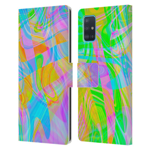 Suzan Lind Marble Abstract Rainbow Leather Book Wallet Case Cover For Samsung Galaxy A51 (2019)