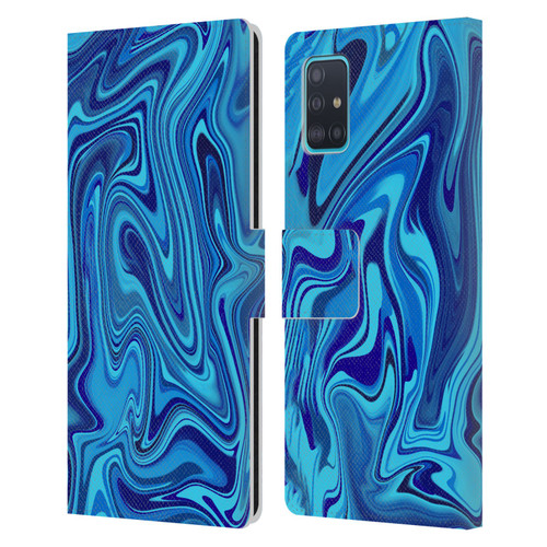 Suzan Lind Marble Blue Leather Book Wallet Case Cover For Samsung Galaxy A51 (2019)