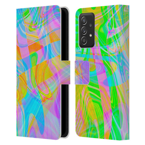 Suzan Lind Marble Abstract Rainbow Leather Book Wallet Case Cover For Samsung Galaxy A52 / A52s / 5G (2021)