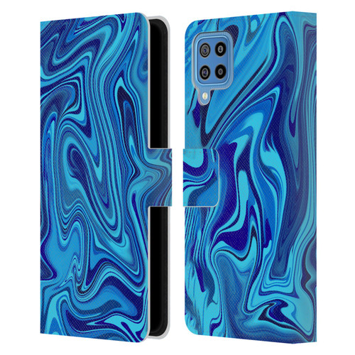 Suzan Lind Marble Blue Leather Book Wallet Case Cover For Samsung Galaxy F22 (2021)