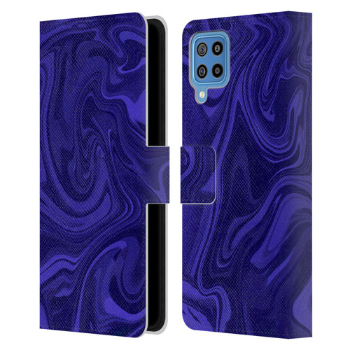 Suzan Lind Marble Indigo Leather Book Wallet Case Cover For Samsung Galaxy F22 (2021)