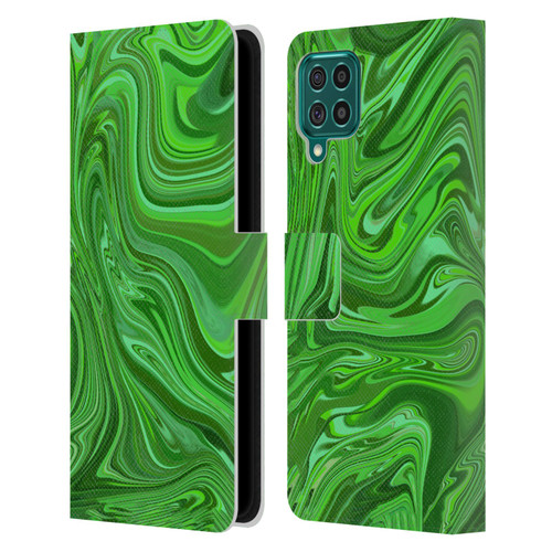 Suzan Lind Marble Emerald Green Leather Book Wallet Case Cover For Samsung Galaxy F62 (2021)