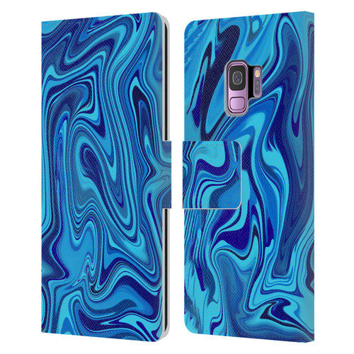 Suzan Lind Marble Blue Leather Book Wallet Case Cover For Samsung Galaxy S9