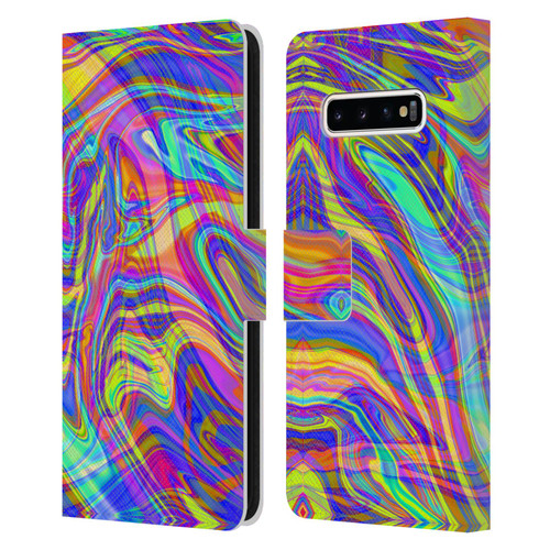 Suzan Lind Marble Illusion Rainbow Leather Book Wallet Case Cover For Samsung Galaxy S10+ / S10 Plus