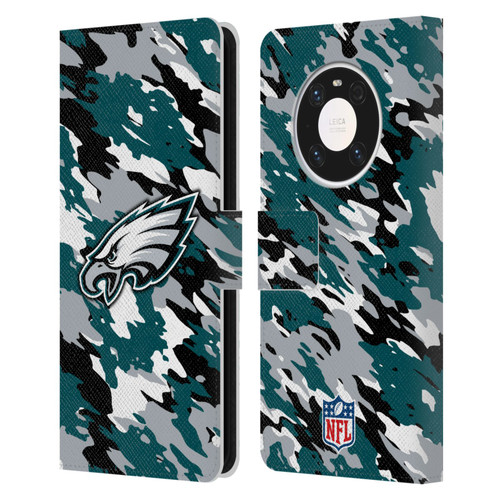 NFL Philadelphia Eagles Logo Camou Leather Book Wallet Case Cover For Huawei Mate 40 Pro 5G