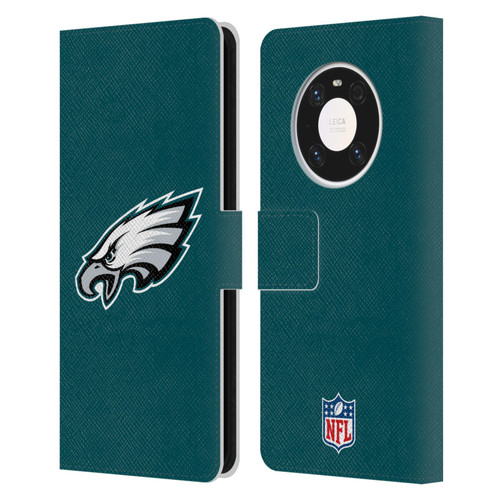 NFL Philadelphia Eagles Logo Plain Leather Book Wallet Case Cover For Huawei Mate 40 Pro 5G