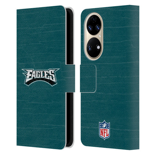 NFL Philadelphia Eagles Logo Distressed Look Leather Book Wallet Case Cover For Huawei P50