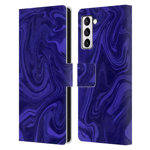 Suzan Lind Marble Indigo Leather Book Wallet Case Cover For Samsung Galaxy S21+ 5G