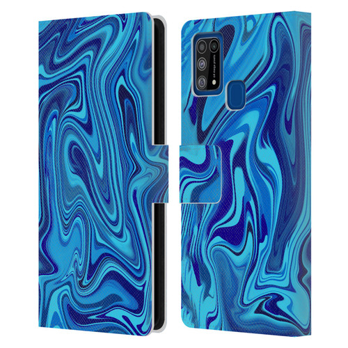 Suzan Lind Marble Blue Leather Book Wallet Case Cover For Samsung Galaxy M31 (2020)