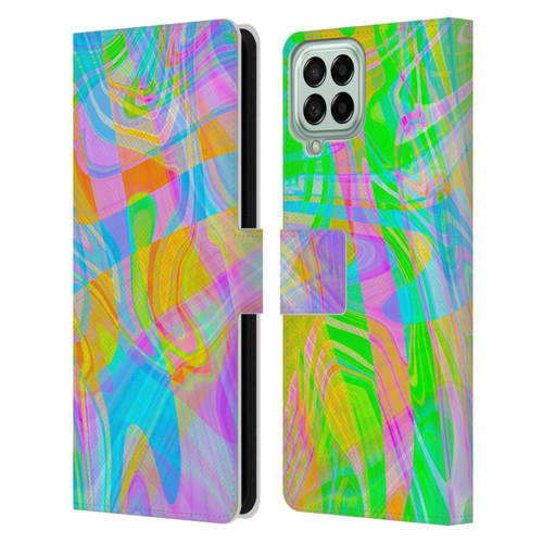Suzan Lind Marble Abstract Rainbow Leather Book Wallet Case Cover For Samsung Galaxy M53 (2022)