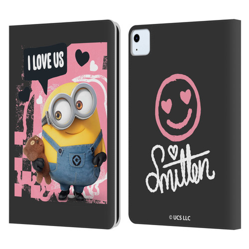 Minions Rise of Gru(2021) Valentines 2021 Bob Loves Bear Leather Book Wallet Case Cover For Apple iPad Air 2020 / 2022