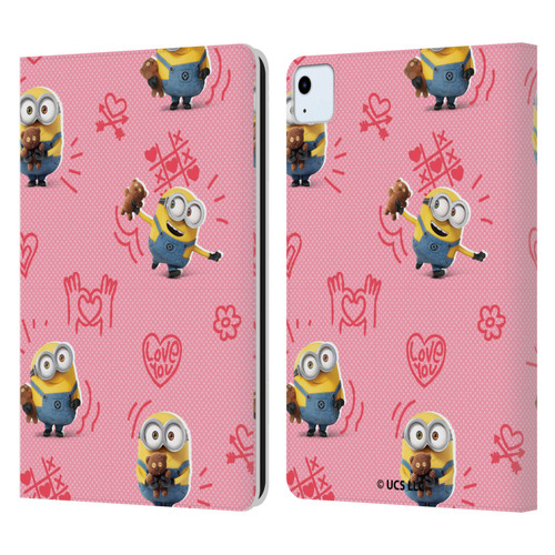 Minions Rise of Gru(2021) Valentines 2021 Bob Pattern Leather Book Wallet Case Cover For Apple iPad Air 11 2020/2022/2024