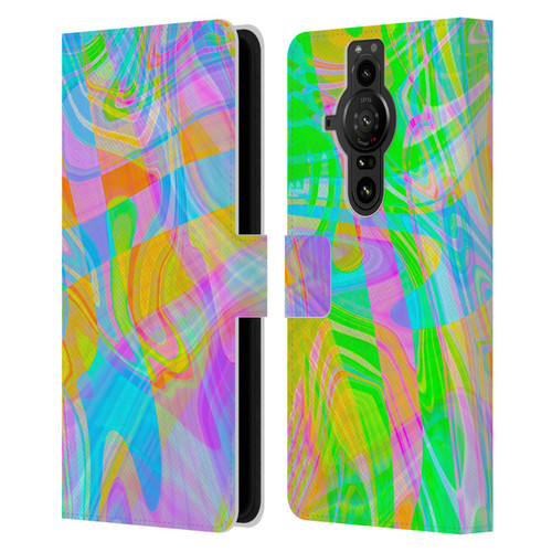 Suzan Lind Marble Abstract Rainbow Leather Book Wallet Case Cover For Sony Xperia Pro-I