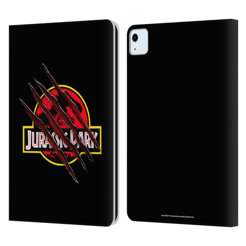 Jurassic Park Logo Plain Black Claw Leather Book Wallet Case Cover For Apple iPad Air 2020 / 2022