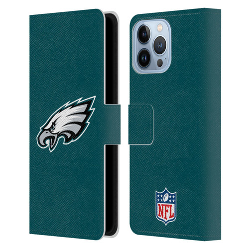 NFL Philadelphia Eagles Logo Plain Leather Book Wallet Case Cover For Apple iPhone 13 Pro Max