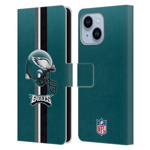 NFL Philadelphia Eagles Logo Helmet Leather Book Wallet Case Cover For Apple iPhone 14 Plus