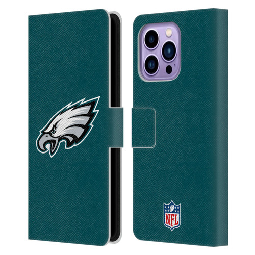 NFL Philadelphia Eagles Logo Plain Leather Book Wallet Case Cover For Apple iPhone 14 Pro Max