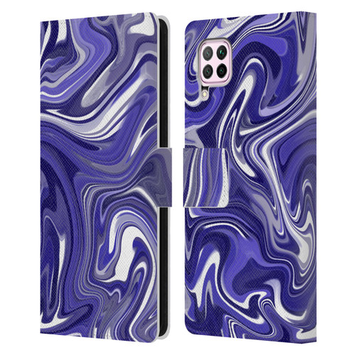 Suzan Lind Marble 2 Dark Violet Leather Book Wallet Case Cover For Huawei Nova 6 SE / P40 Lite