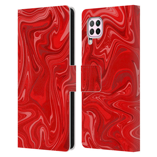 Suzan Lind Marble 2 Red Leather Book Wallet Case Cover For Huawei Nova 6 SE / P40 Lite