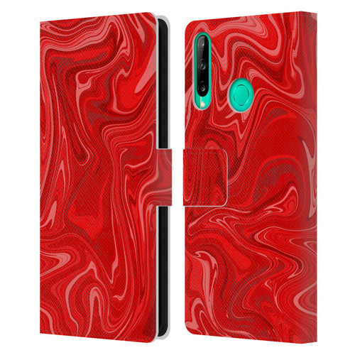 Suzan Lind Marble 2 Red Leather Book Wallet Case Cover For Huawei P40 lite E