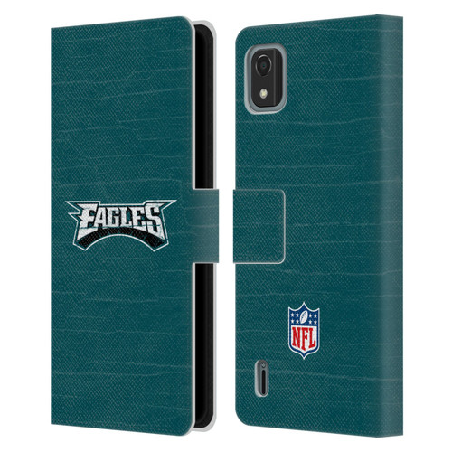 NFL Philadelphia Eagles Logo Distressed Look Leather Book Wallet Case Cover For Nokia C2 2nd Edition