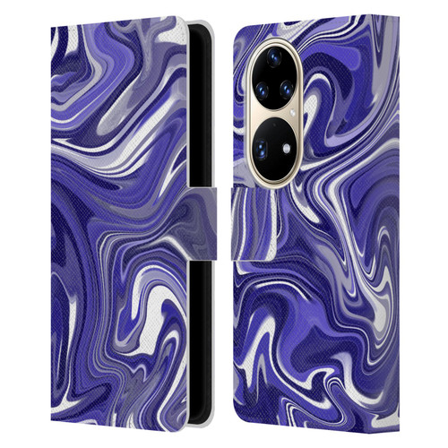 Suzan Lind Marble 2 Dark Violet Leather Book Wallet Case Cover For Huawei P50 Pro