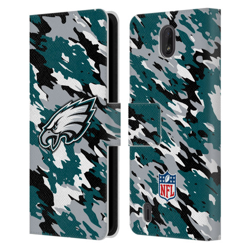 NFL Philadelphia Eagles Logo Camou Leather Book Wallet Case Cover For Nokia C01 Plus/C1 2nd Edition