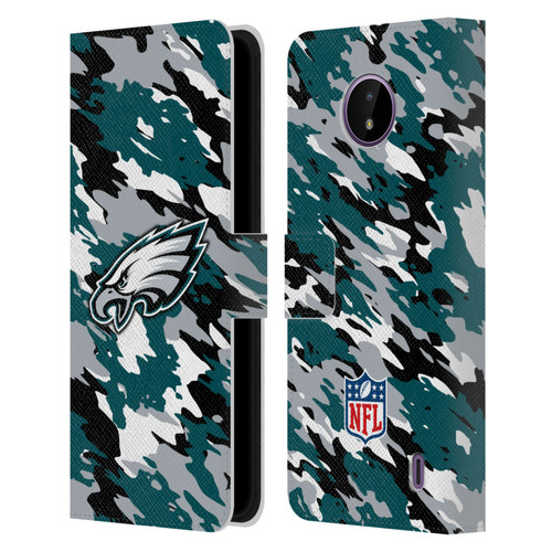 NFL Philadelphia Eagles Logo Camou Leather Book Wallet Case Cover For Nokia C10 / C20