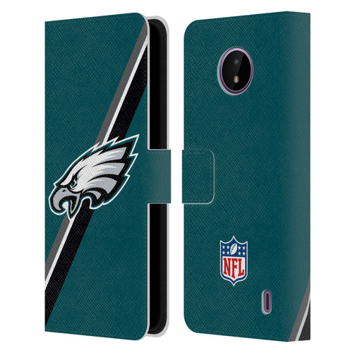 NFL Philadelphia Eagles Logo Stripes Leather Book Wallet Case Cover For Nokia C10 / C20
