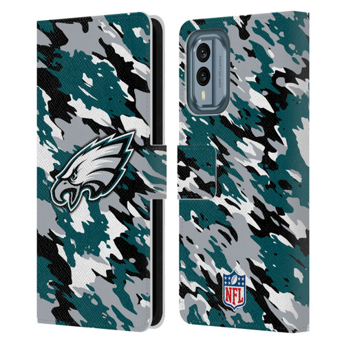NFL Philadelphia Eagles Logo Camou Leather Book Wallet Case Cover For Nokia X30