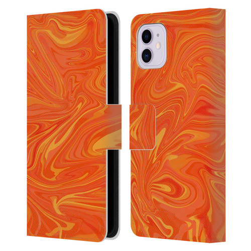 Suzan Lind Marble 2 Honey Orange Leather Book Wallet Case Cover For Apple iPhone 11
