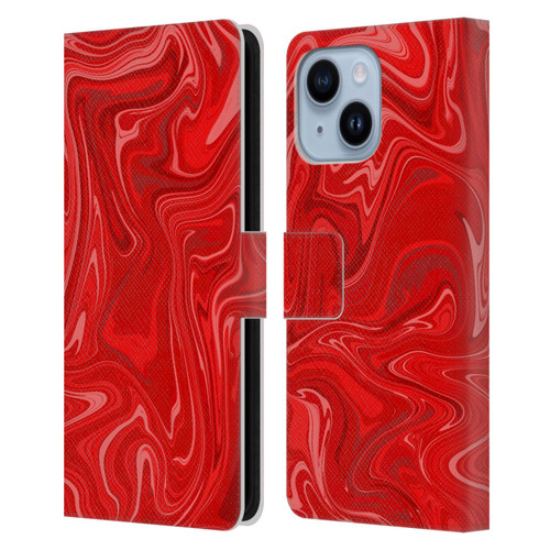 Suzan Lind Marble 2 Red Leather Book Wallet Case Cover For Apple iPhone 14 Plus