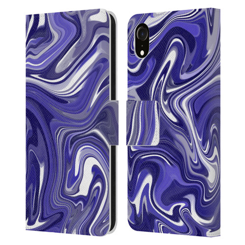 Suzan Lind Marble 2 Dark Violet Leather Book Wallet Case Cover For Apple iPhone XR