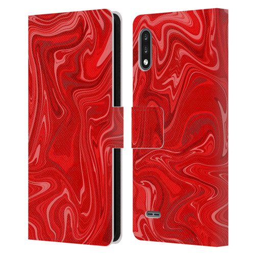 Suzan Lind Marble 2 Red Leather Book Wallet Case Cover For LG K22