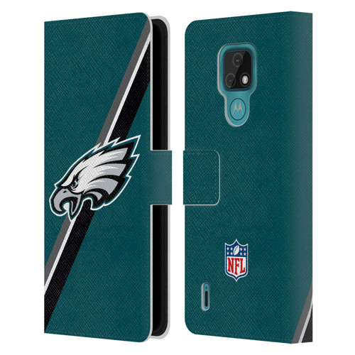 NFL Philadelphia Eagles Logo Stripes Leather Book Wallet Case Cover For Motorola Moto E7