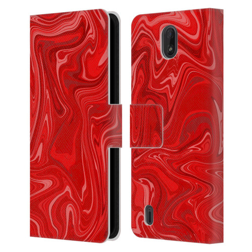 Suzan Lind Marble 2 Red Leather Book Wallet Case Cover For Nokia C01 Plus/C1 2nd Edition