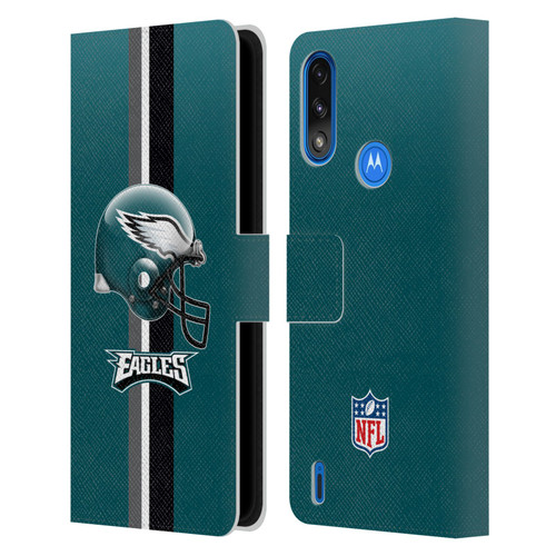 NFL Philadelphia Eagles Logo Helmet Leather Book Wallet Case Cover For Motorola Moto E7 Power / Moto E7i Power