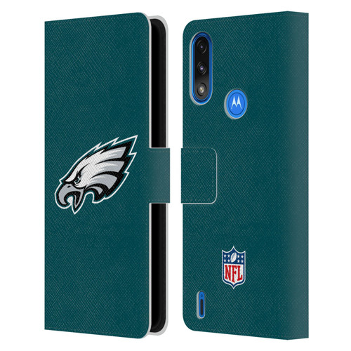 NFL Philadelphia Eagles Logo Plain Leather Book Wallet Case Cover For Motorola Moto E7 Power / Moto E7i Power