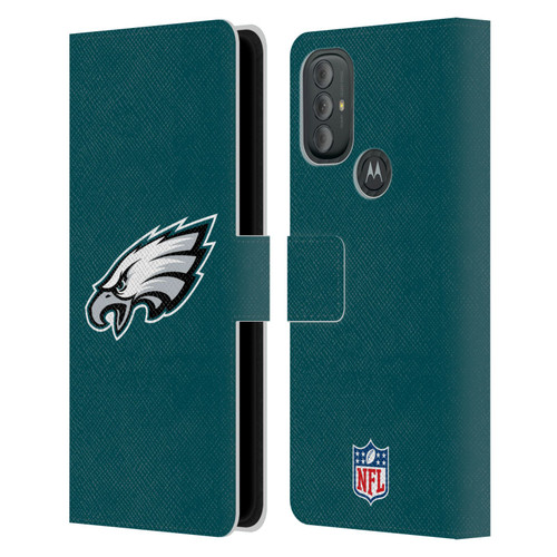 NFL Philadelphia Eagles Logo Plain Leather Book Wallet Case Cover For Motorola Moto G10 / Moto G20 / Moto G30