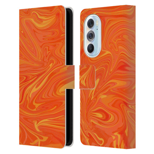 Suzan Lind Marble 2 Honey Orange Leather Book Wallet Case Cover For Motorola Edge X30