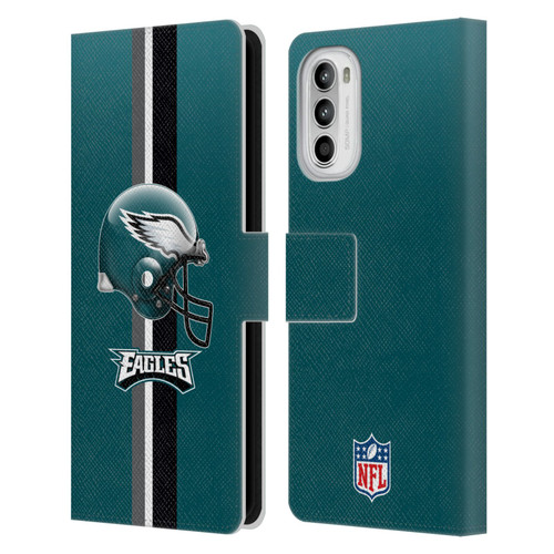 NFL Philadelphia Eagles Logo Helmet Leather Book Wallet Case Cover For Motorola Moto G52
