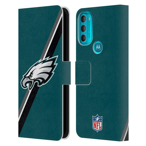 NFL Philadelphia Eagles Logo Stripes Leather Book Wallet Case Cover For Motorola Moto G71 5G
